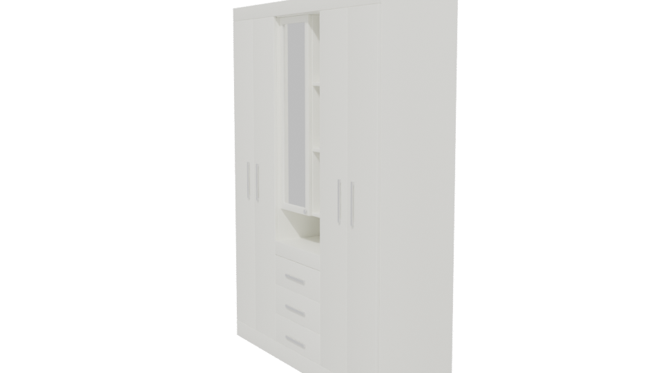 White Closet with Mirror 3D - Professional 3D Model Render 13