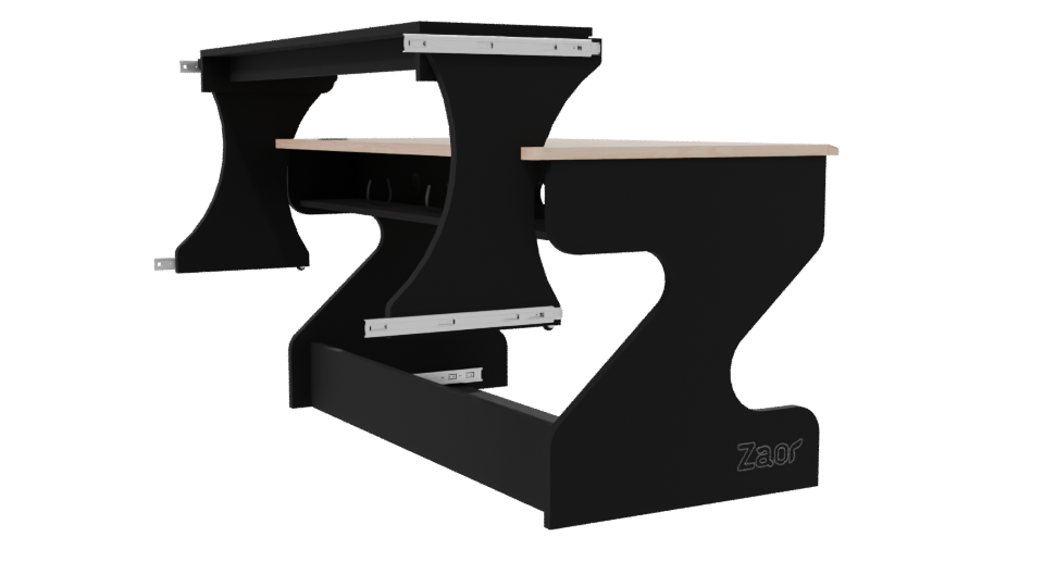 Contemporary Black and Wood Office Desk 3D Model - Professional 3D Model Render 7