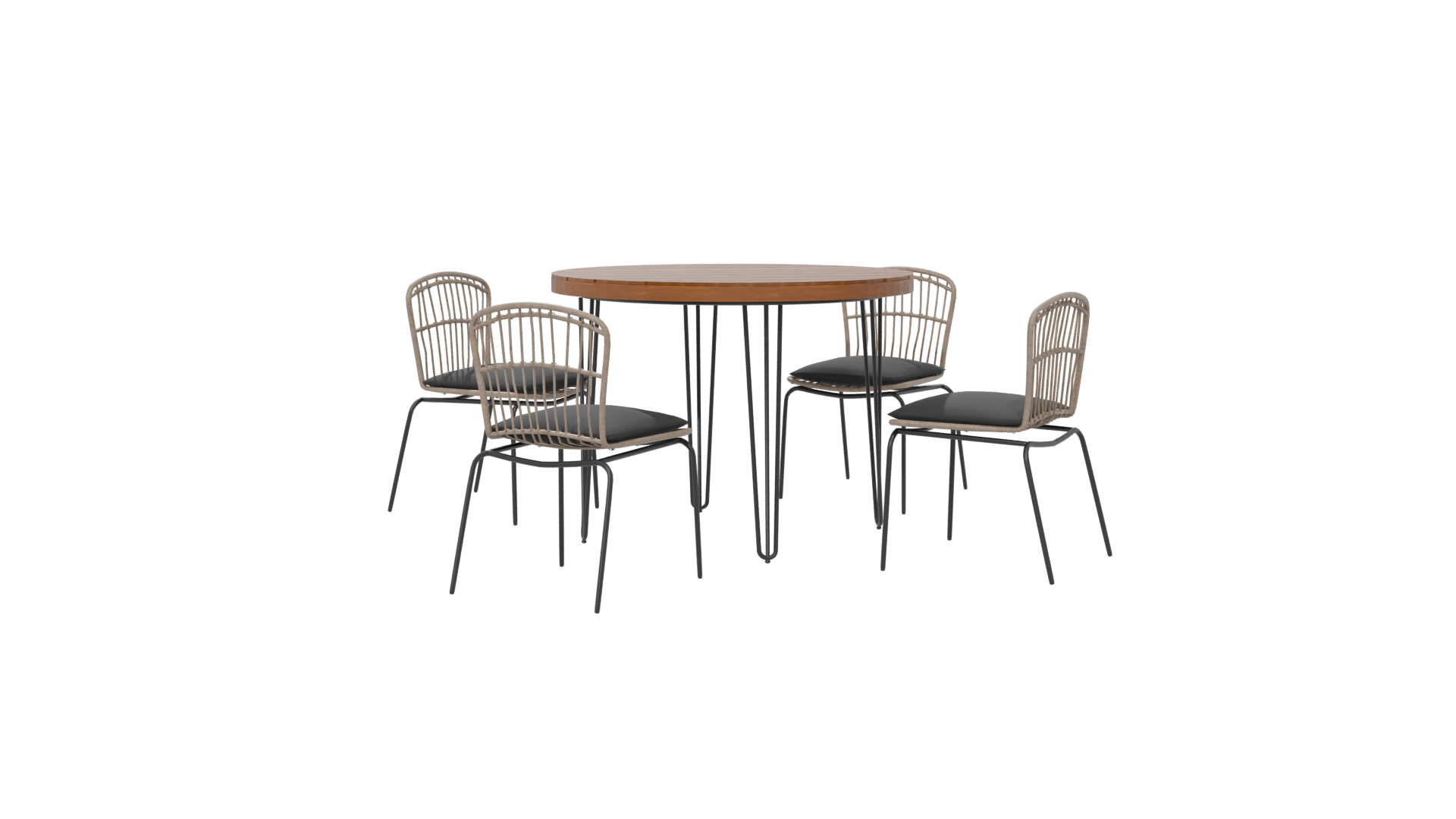 Stylish Round Dining Table Set - Professional 3D Model Render 6