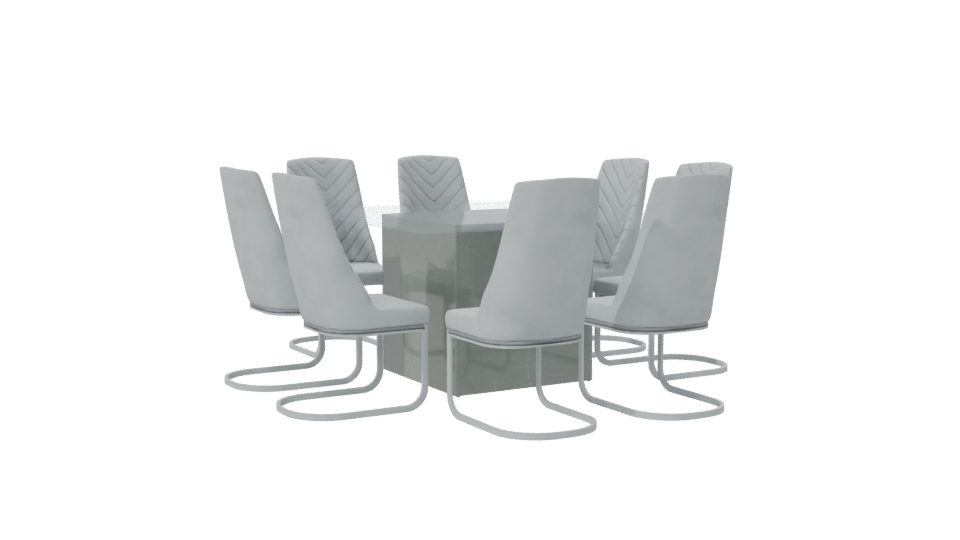 Elegant Glass Dining Table Set 3D - Professional 3D Model Render 7