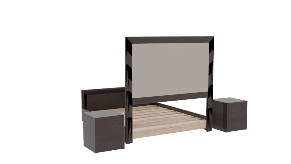 Stylish Wooden Bed with Nightstands 3D Model - Professional 3D Model Render 4