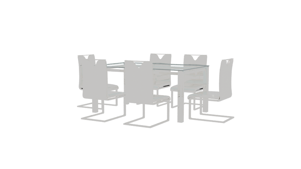 Modern Glass Dining Table Set - Professional 3D Model Render 12