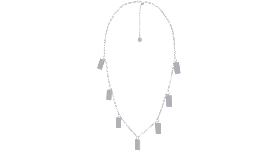 Elegant Silver Chain Necklace with Gemstone Accents - Professional 3D Model Render 12