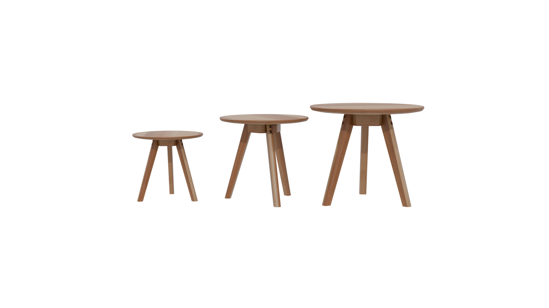 Stylish Wooden Side Table Set - Professional 3D Model Render 5