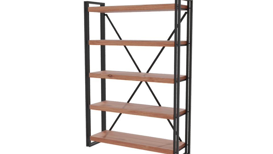 Industrial Style Wooden Shelving Unit - Professional 3D Model Render 12