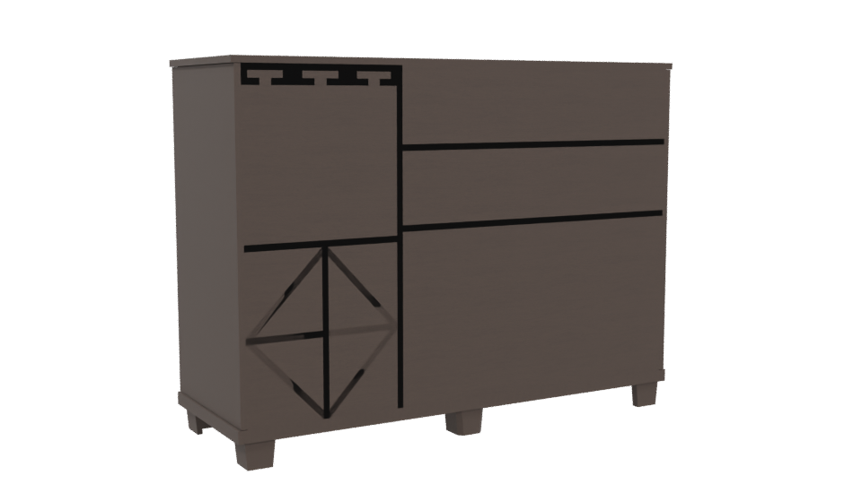 Stylish Modern Glass-Front Cabinet - Professional 3D Model Render 4