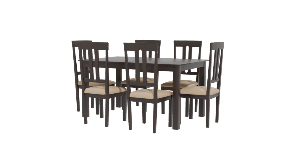 Stylish Wooden Dining Set 3D - Professional 3D Model Render 12
