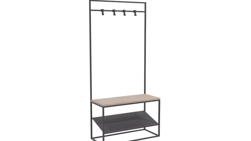 Industrial Coat Rack Bench 3D - Professional 3D Model Render 10