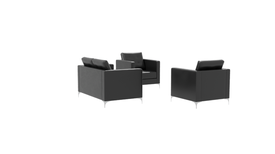 Contemporary Black Fabric Sofa Set 3D Model - Professional 3D Model Render 7