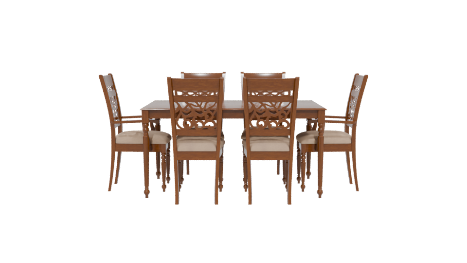 Elegant Wooden Dining Set 3D - Professional 3D Model Render 5