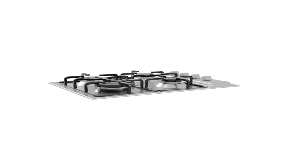 4-Burner Gas Cooktop Model 3D - Professional 3D Model Render 10
