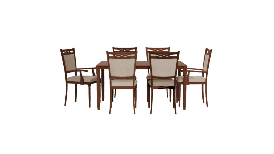 Elegant Wooden Dining Set 3D - Professional 3D Model Render 5