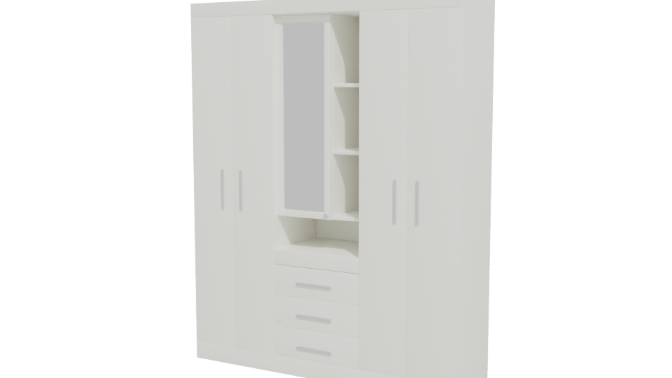 White Closet with Mirror 3D - Professional 3D Model Render 12