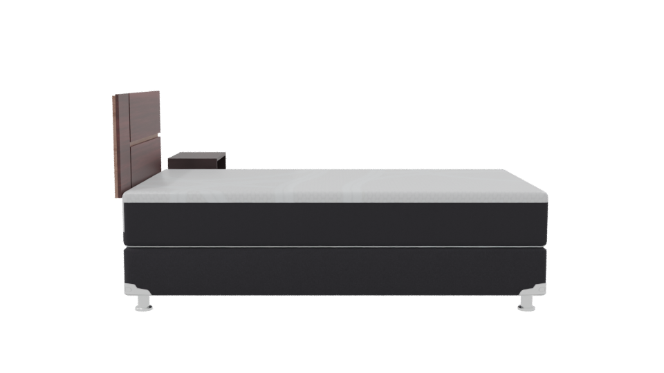 Stylish Minimalist Single Bed with Nightstand 3D Model - Professional 3D Model Render 8
