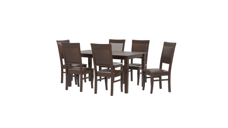 Elegant Wooden Dining Table Set - Professional 3D Model Render 12