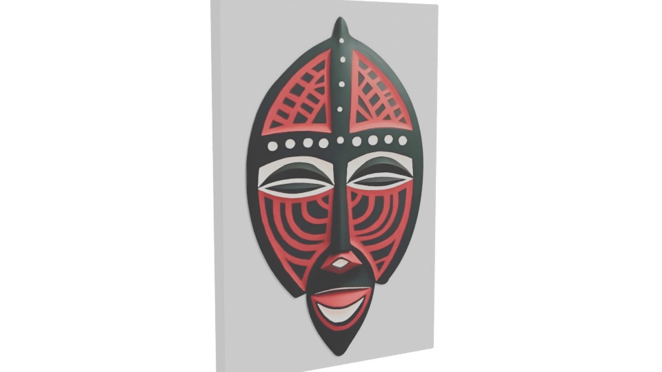 Vibrant African Decorative Mask 3D Model - Professional 3D Model Render 10