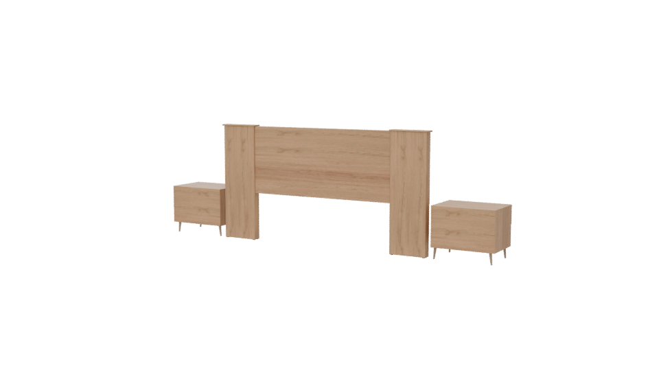 Modern Headboard with Nightstands 3D - Professional 3D Model Render 6