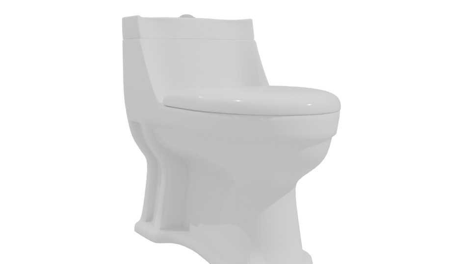 One Piece White Toilet 3D - Professional 3D Model Render 10
