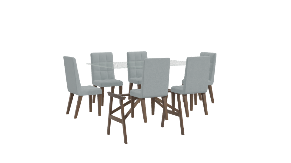 Stylish Glass Dining Table Set - Professional 3D Model Render 10
