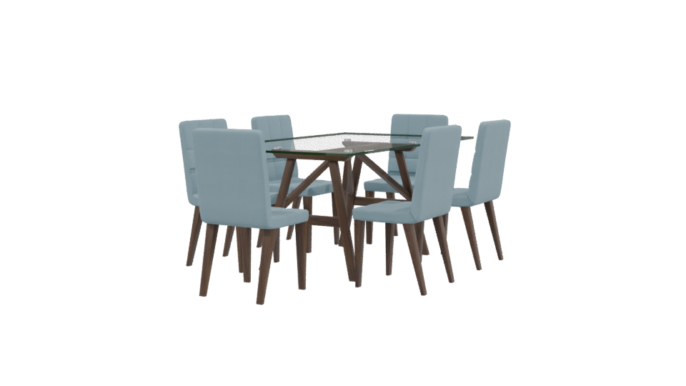 Stylish Glass Dining Table Set - Professional 3D Model Render 3