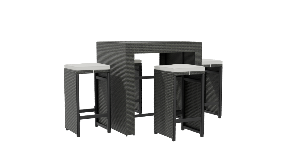 Bar Table with 4 Stools 3D - Professional 3D Model Render 4