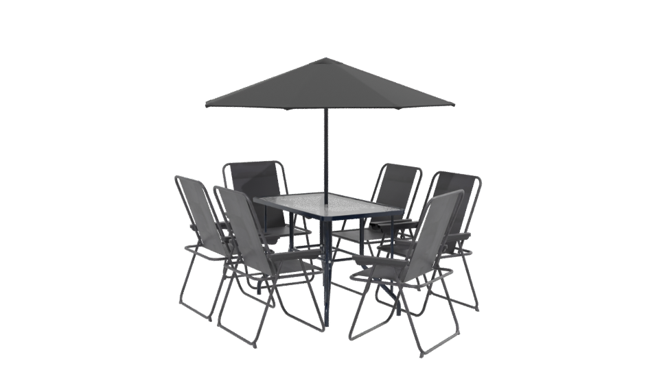 Stylish Outdoor Dining Set with Umbrella 3D Model - Professional 3D Model Render 13