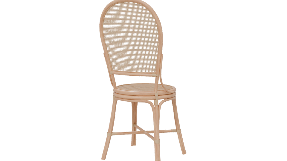Stylish Cane Back Dining Chair - Professional 3D Model Render 6