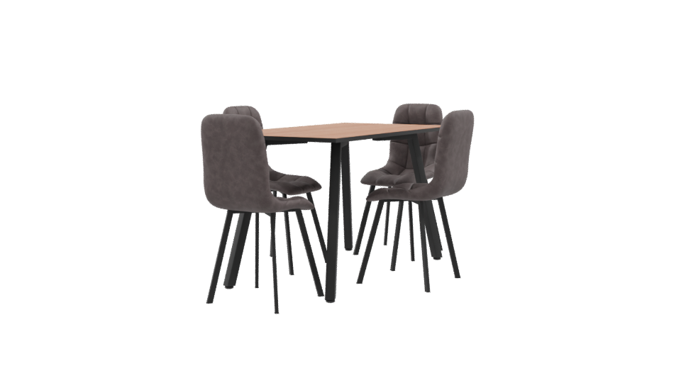 Stylish Wooden Dining Table Set - Professional 3D Model Render 9