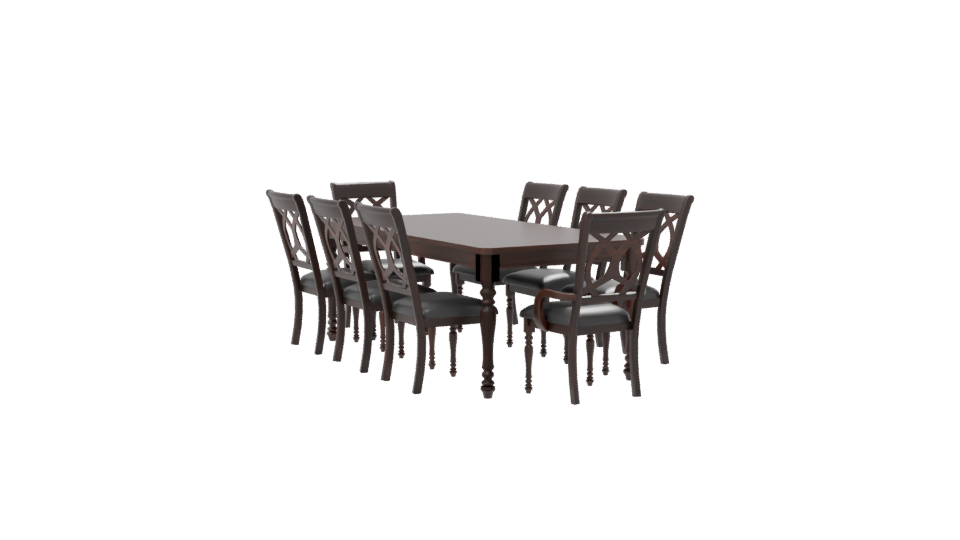 Elegant Wooden Dining Set Model - Professional 3D Model Render 7