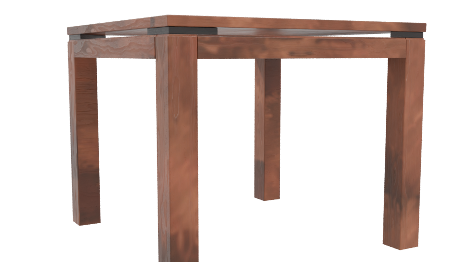 Stylish Wooden Square Dining Table 3D Model - Professional 3D Model Render 4