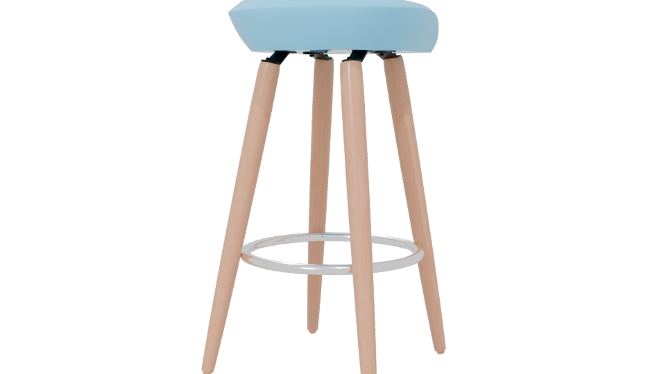 Contemporary Bar Stool with Wooden Legs 3D Model - Professional 3D Model Render 6