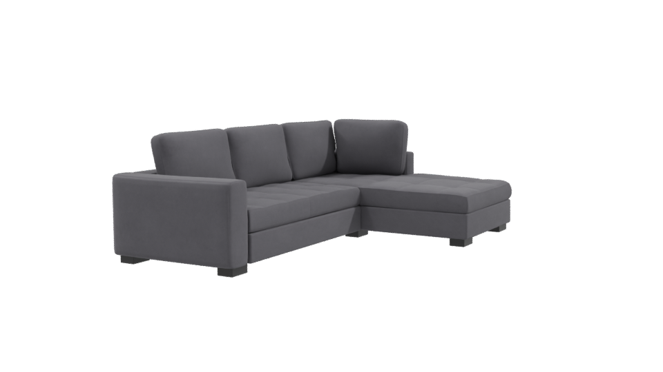 Gray Fabric Sectional Sofa Model - Professional 3D Model Render 9