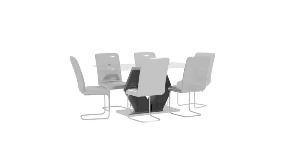 Contemporary Glass Dining Table Set - Professional 3D Model Render 10