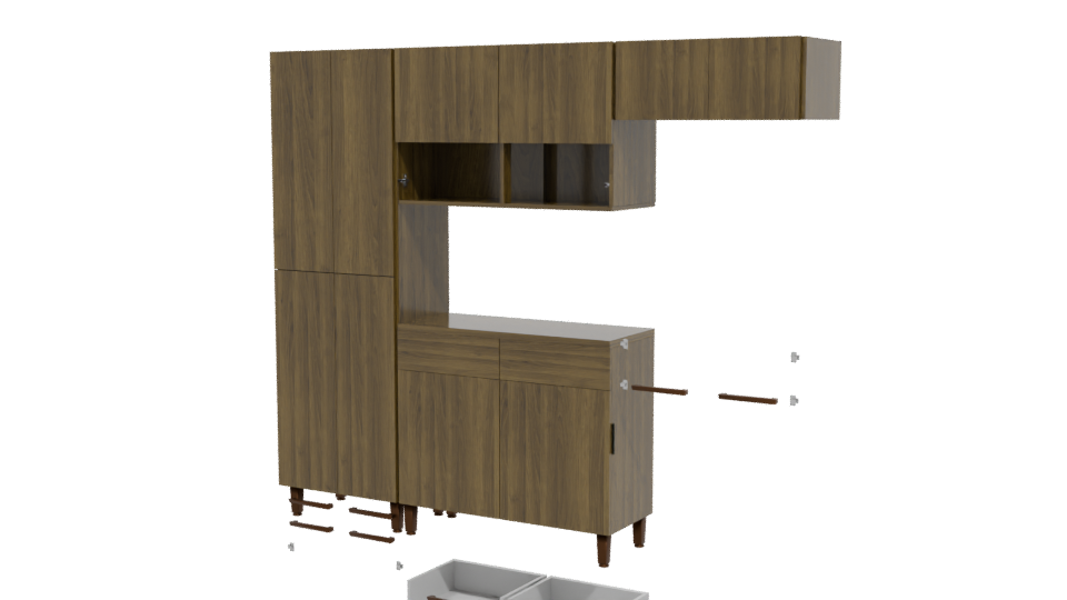 Stylish Wooden Kitchen Cabinet 3D - Professional 3D Model Render 12