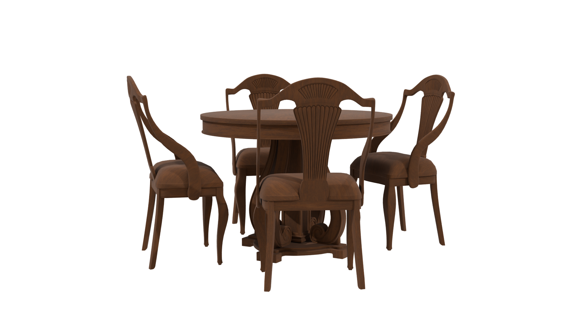Elegant Wooden Dining Table Set - Professional 3D Model Render 3