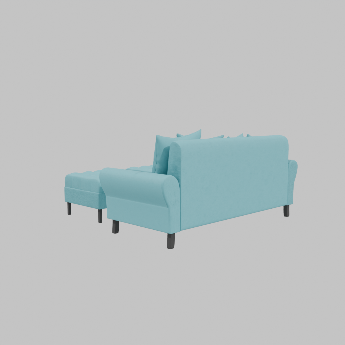 Sofa Lua 3C + 2 Poufs Felpa_Turquesa_2