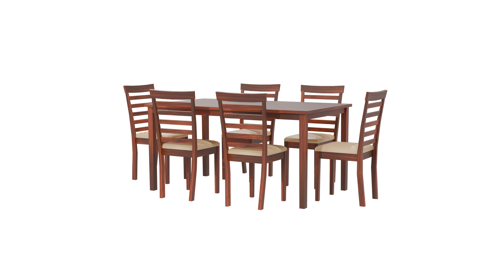 Wooden Dining Table Set 3D - Professional 3D Model Render 6
