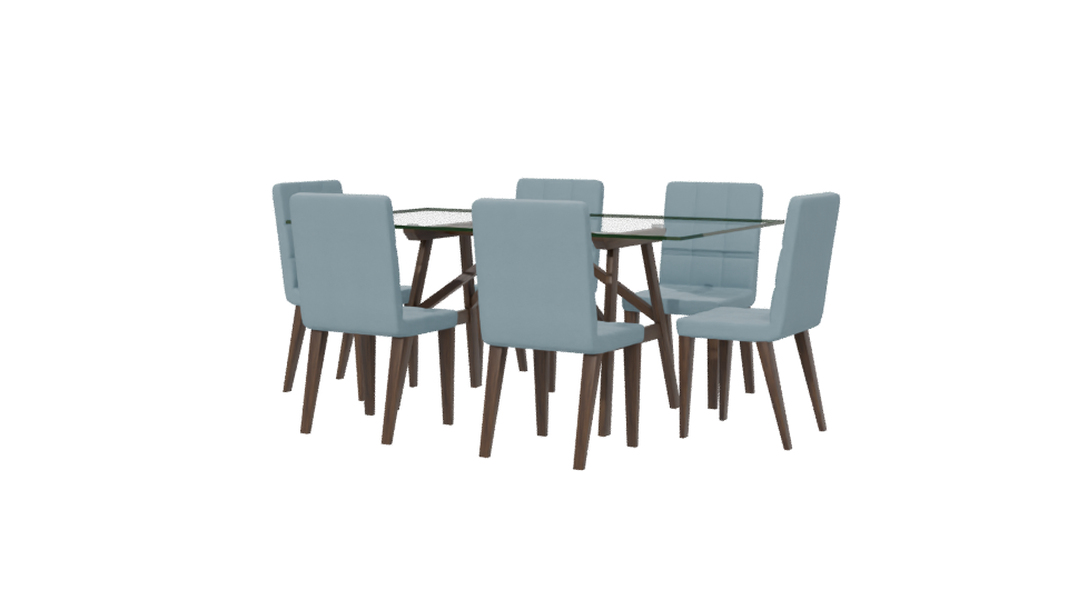 Stylish Glass Dining Table Set - Professional 3D Model Render 6