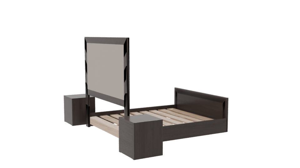 Stylish Wooden Bed with Nightstands 3D Model - Professional 3D Model Render 7