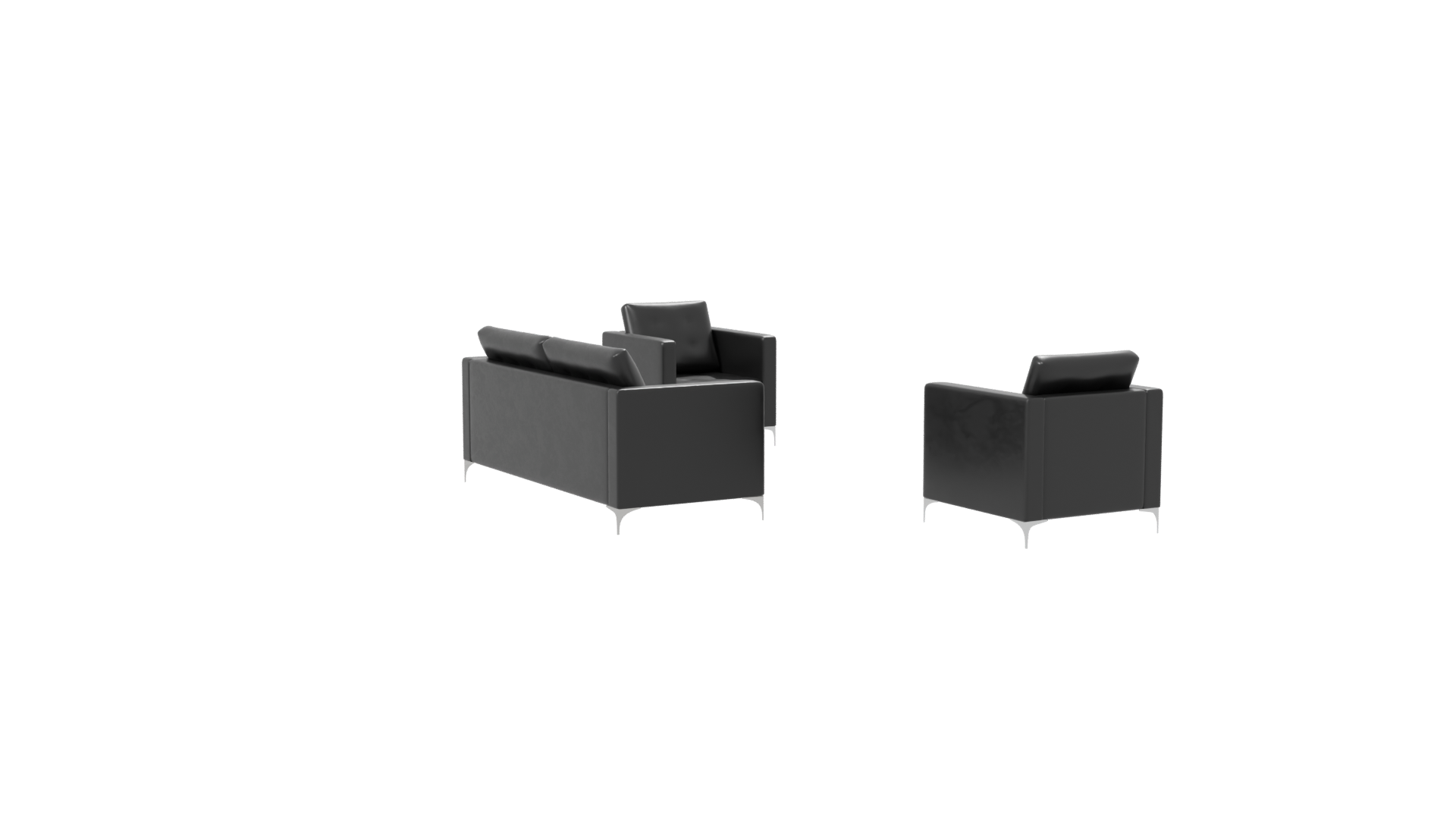 Elegant Black Sofa Set 3D Model - Professional 3D Model Render 7