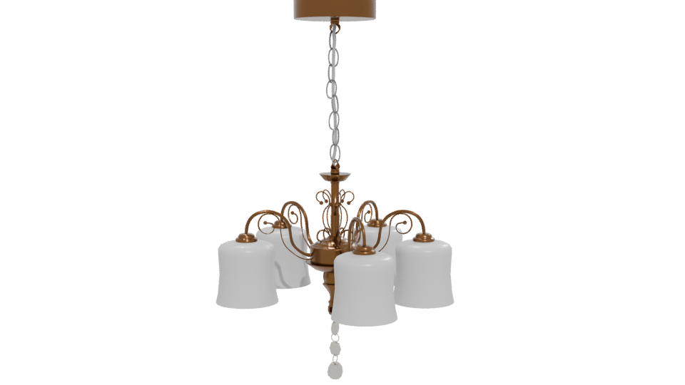 Elegant Vintage 5-Lamp Chandelier 3D - Professional 3D Model Render 12