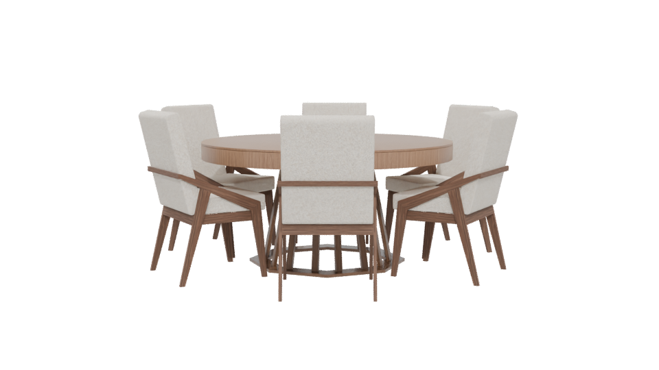 Stylish Round Dining Table Set - Professional 3D Model Render 5