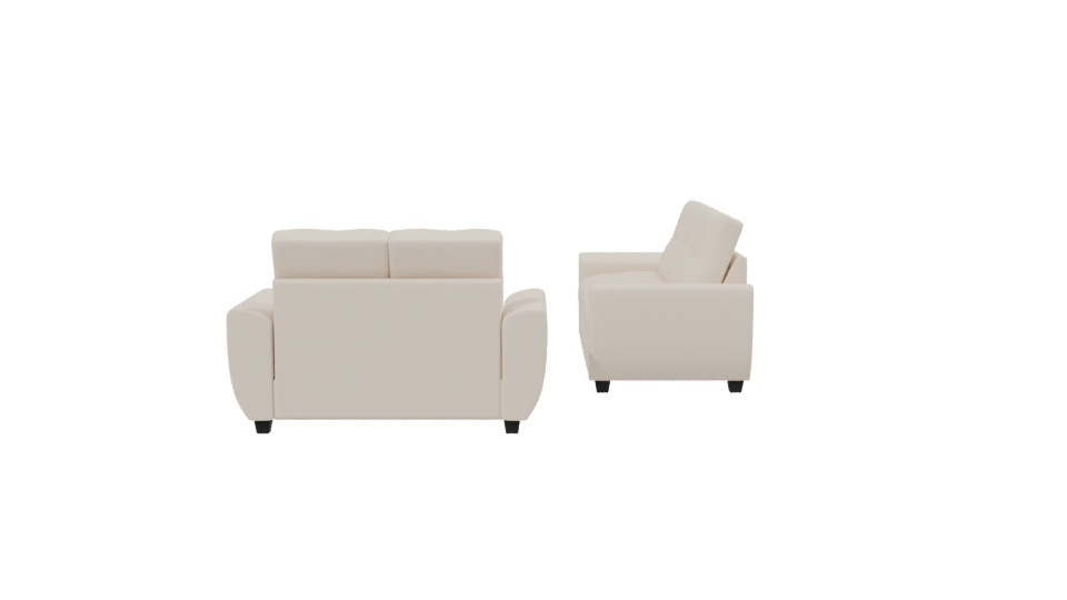 Contemporary Cream Leather Sofa Set 3D Model - Professional 3D Model Render 2
