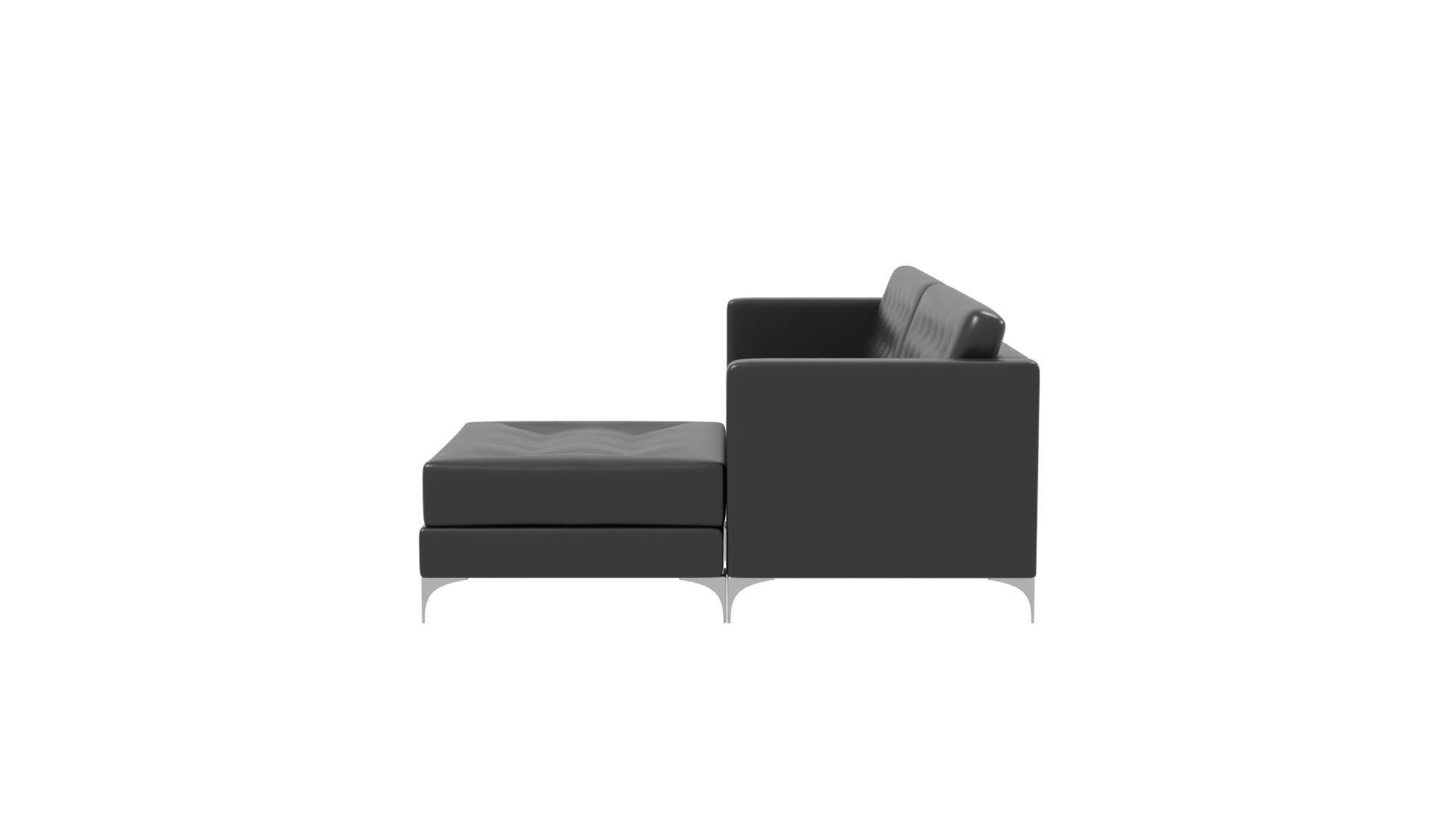 Stylish Black Leather Sofa Set - Professional 3D Model Render 2
