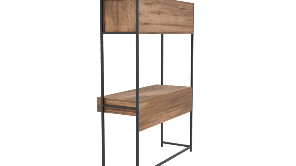Stylish Wooden Office Desk 3D - Professional 3D Model Render 3