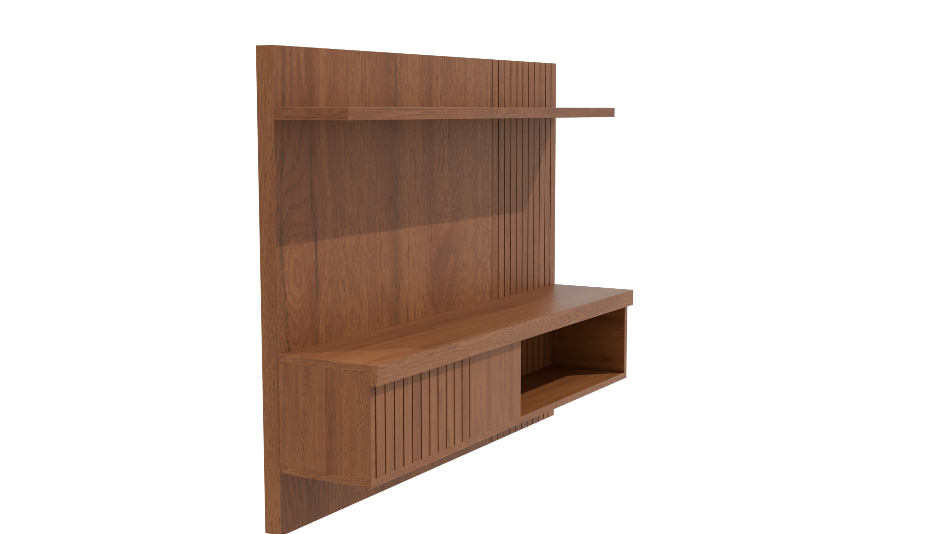 Stylish Modern Wooden Wall Shelf 3D Model - Professional 3D Model Render 9