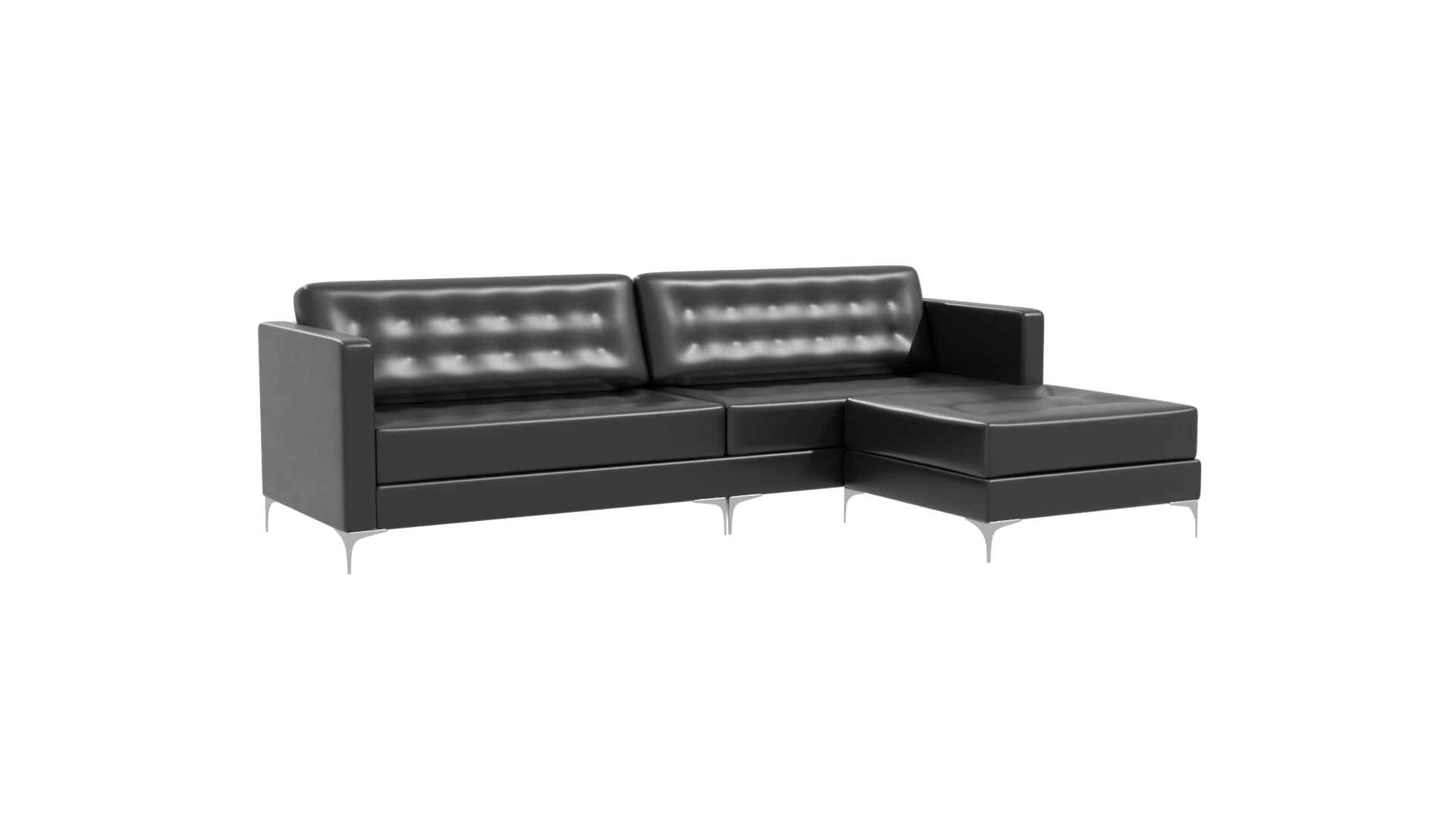 Stylish Black Leather Sofa Set - Professional 3D Model Render 10