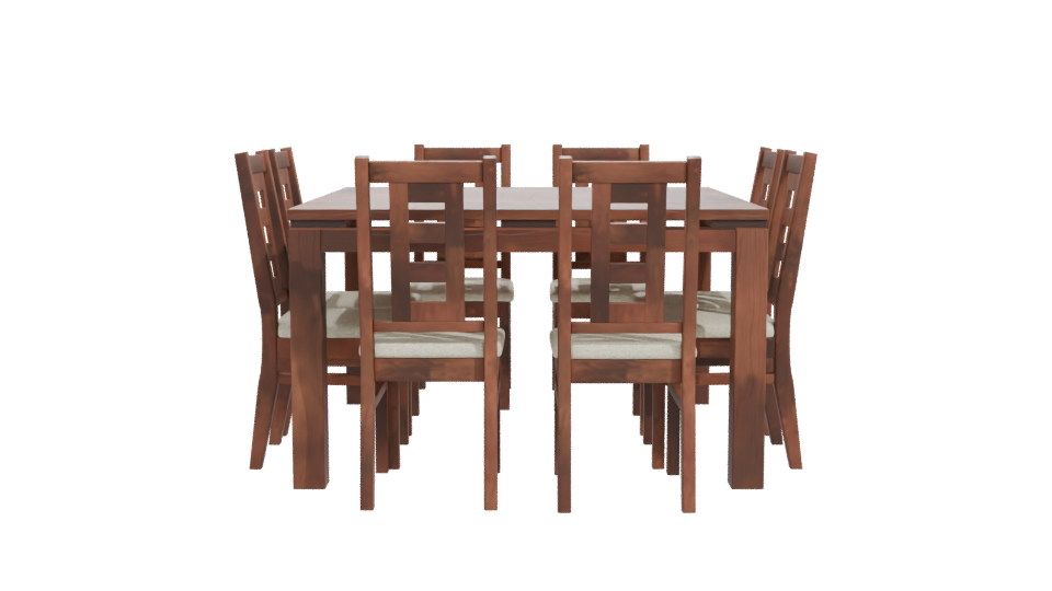 Stylish Wooden Dining Table Set 3D Model - Professional 3D Model Render 11