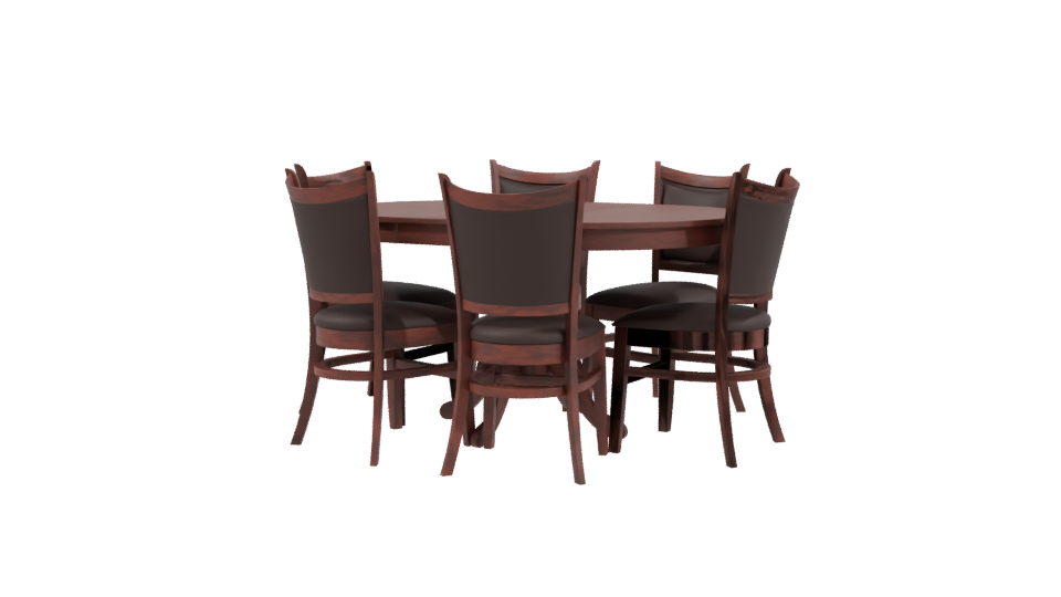 Elegant Circular Dining Table Set - Professional 3D Model Render 3