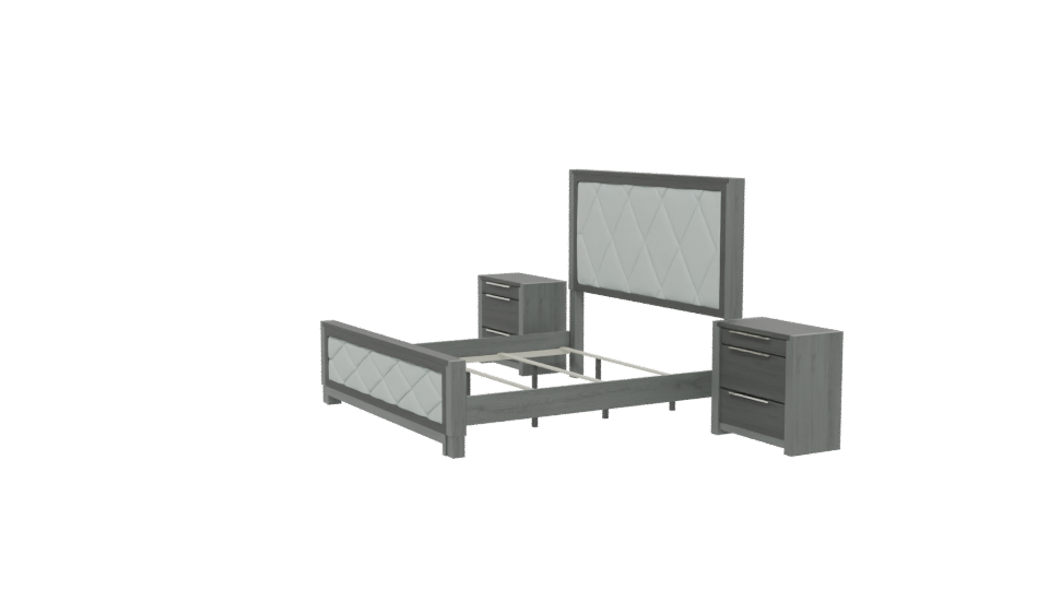 Stylish Bed with Nightstands 3D - Professional 3D Model Render 13